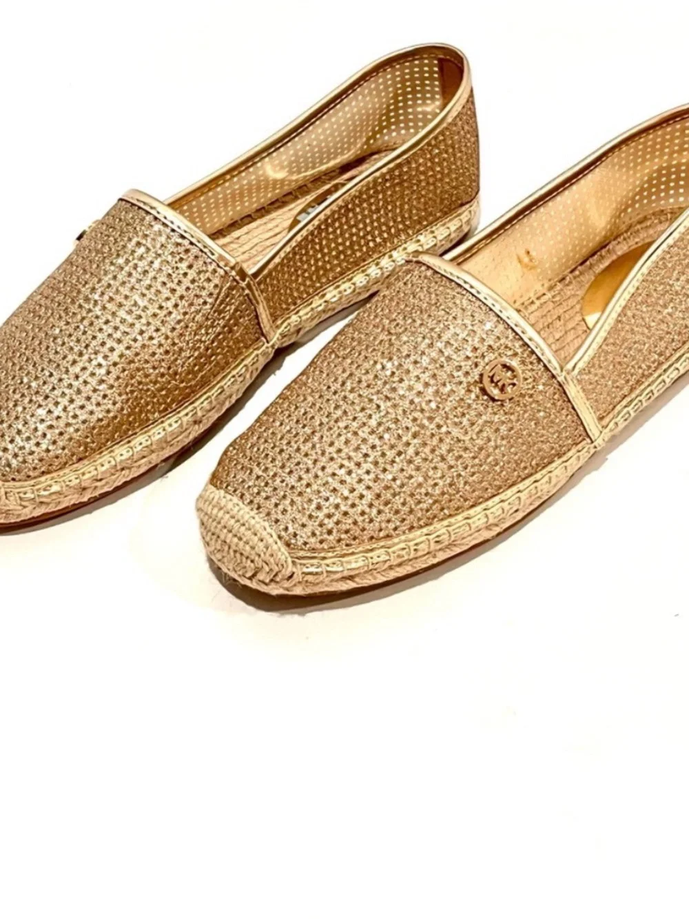 Michael Kors Kendrick Gold Metallic Espadrille Slip On Flats NWT 9